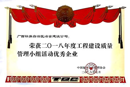 公司榮獲全國工程建設(shè)優(yōu)秀質(zhì)量管理小組活動多項(xiàng)榮譽(yù)